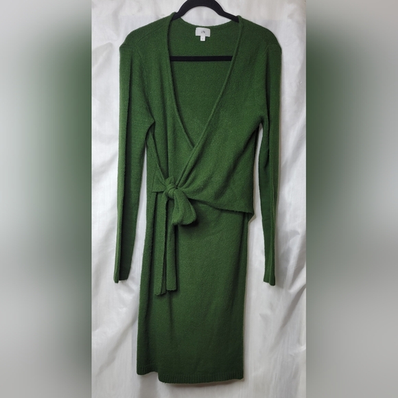 LPA slip on, wraparound knit dress, pine green - Picture 1 of 7